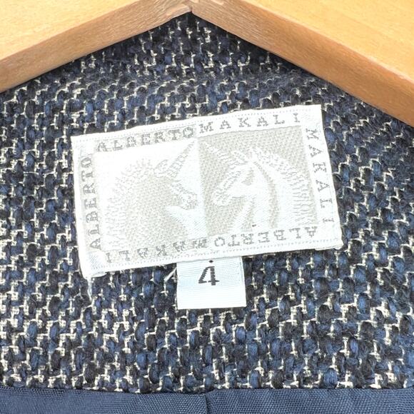 Alberto Makali | Size 4 | Tweed Open Front Floral Ribbon Accents Blazer Jacket - Picture 2 of 5